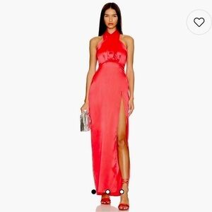 Amanda Uprichard silk Mezcal maxi dress in Crimson